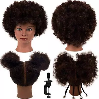 Afro Mannequin Head 100% Human Hair Head Hairdresser African American Training • $53.99