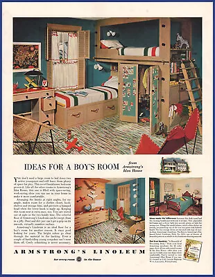 Vintage 1953 ARMSTRONG'S Linoleum Floors Antique Flooring Decor 1950's Print Ad • $7.46