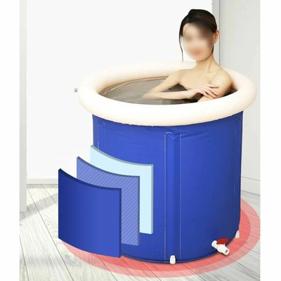 $38.50 • Buy Portable Bathtub Inflatable Water Tub Folding Adult Spa Bath Bucket Indoor Blue