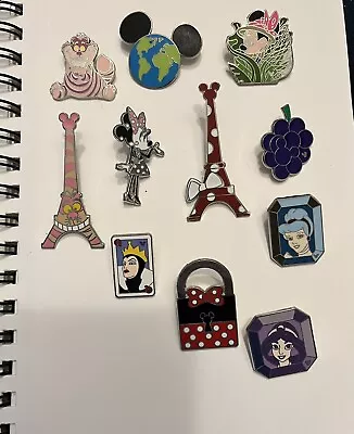 Disneyland Pin Lot Minnie Mouse Cheshire Cat Eiffel Tower WDW Hidden Mickey • $9.50