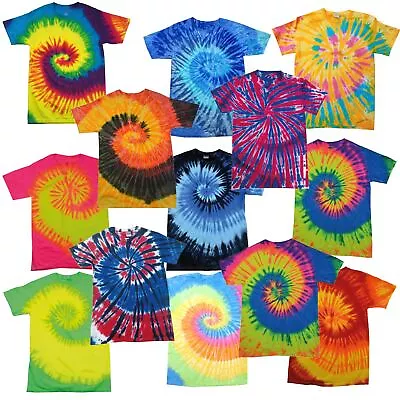 Tie Dye Color Tone Kids Rainbow T-Shirt Music Festival Dance Hipster Indie Top • £10.99