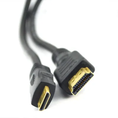 5m HDMI Mini Male To Standard Male Cable Lead Full HD 1080p 4K Gold HDTV 3D • £5.95