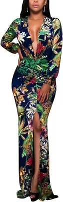 Floral Maxi Dress Plus Size BodyCon XL (approx 16-18 AUS) • $30