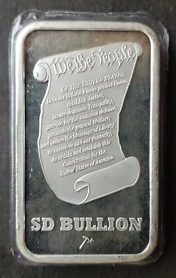 SD Bullion 5 Troy Oz .999 Fine Silver Liberty Bell Constitution Bar In Plastic • £141.57