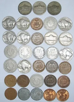 $6.50 • Buy Mixed Lot 33 Coins - Indian Head, Buffalo Nickel, Liberty V, War Nickels, BU ++