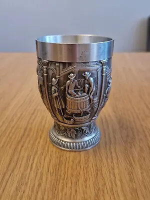 SKS ZINN 95% Pewter Footed Cup Made In West Germany 4 Grape Harvest Scenes • £9.99