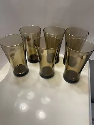 Vintage Lendon Mocha By Anchor Hocking Tawny Brown 17 Oz  Tumblers -- Set Of 6 • $15