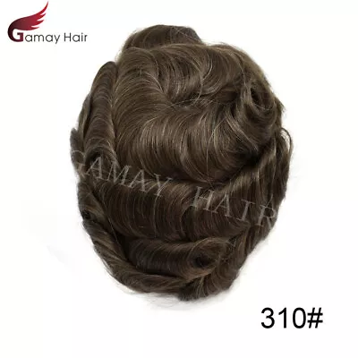 Mens Toupee French Lace Breathable Natural Human Hair Piece Real Knots Wigs D7-5 • $209