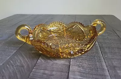  Rare Vintage Imperial Amber Glass Daisy Dish Candy Nut. Serving Dish Bowl  • $34.95