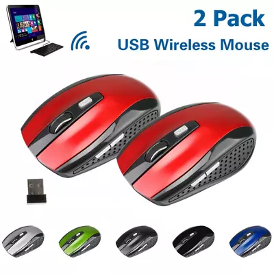 2 Wireless Optical Mouse Mice 2.4GHz USB Receiver For Laptop PC Computer DPI USA • $7.75