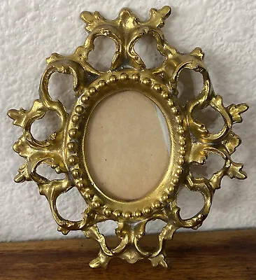 $24.99 • Buy Antique Goldtone Filigree Rococo Style Metal Picture Frame!