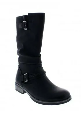 DSS# Rieker Antistress Women's Black Zip Up Calf Length Boots EU36 • $80.77