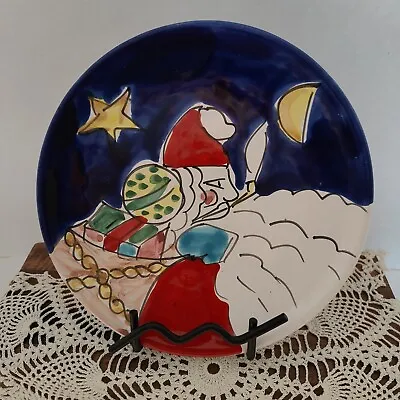 La Musa Pottery Hand Painted Santa Christmas Plate Made In Italy Glazed 8  D • $14.95