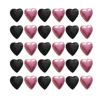 50 Chocolate Hearts Rose Pink & Black-Made With Cadbury Milk Chocolate • $12.50