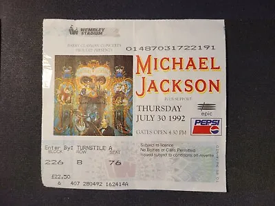 MICHAEL JACKSON 2 X Dangerous Tour 1992 Tickets WEMBLEY Opening Night JULY 30 • £20
