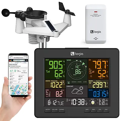 7-In-1 Wi-Fi Weather Station With Solar Indoor/Outdoor Remote Monitoring System • $280.99
