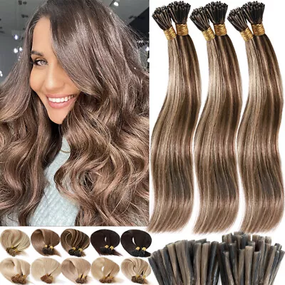 Pre-bonded Stick I Tip Keratin Hair Extensions 100% Real Remy Human Hair 14 -24  • $66.73