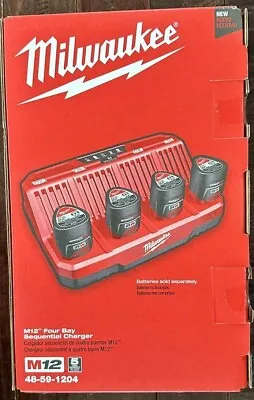 🔋🔌Milwaukee 48-59-1204 M12 Four-Bay Redlink Sequential Battery Charger NEW🔌🔋 • $97.98