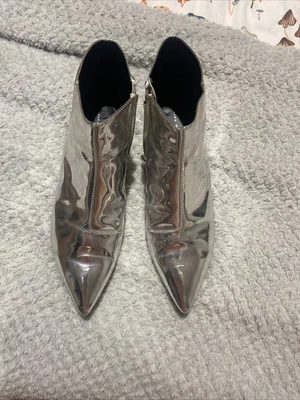 $45 • Buy Zara Chrome Booties Size 39