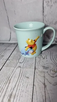 Rare Disney Store Pooh And Eeyore 3D Emobossed Christmas Mug Blue  • £10.99