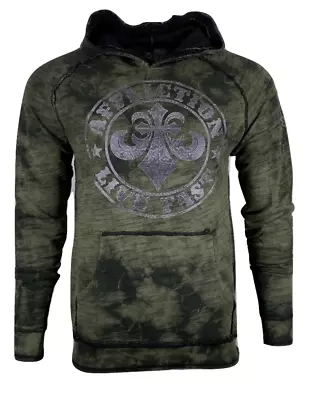 AFFLICTION Men's Hoodie DIVIO CAMO Crystal/Black Biker MMA • $44.95