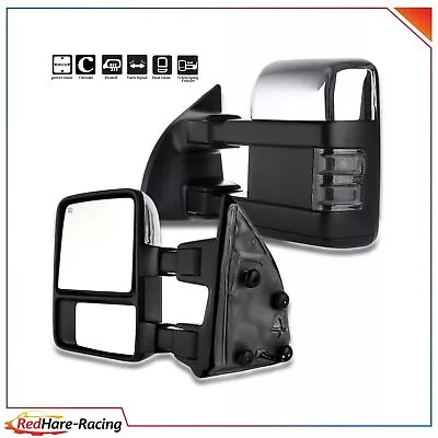 Chrome Mirrors Pair For 99-07 Ford F250-F550 Super Duty Tow Power Heated Signals • $127.57