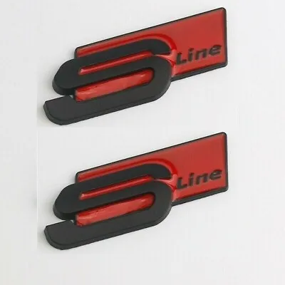 NEW 2X BLACK Red SLINE S Line TRUNK Badge FENDER Emblem TT RS S3 S4 A6 A8 Q3 • $33.99