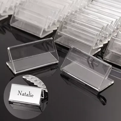 40Pcs Mini Acrylic Sign Display Holder Price Name Card Tag Label Stands 4*2cm • £6.99