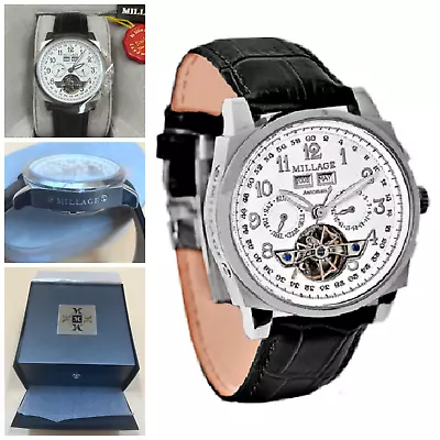 Millage Tourbillion Mens Watch Collection 2326 Automatic Movement Black Leather • $3108.38