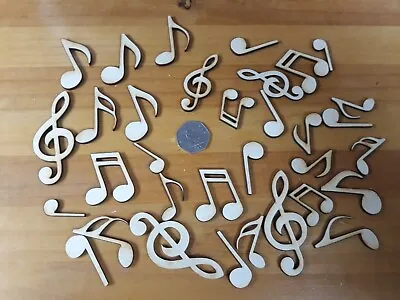 30x Music Notes Wooden Craft Shapes Wood DIY Decoration Notes Plaque  • £4.99