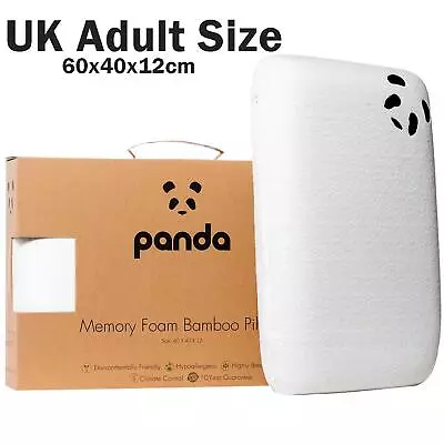 Panda Memory Foam Bamboo Pillow Tripe Layer Luxury Soft Hypoallergenic Cushion • £39.99