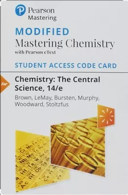 Modified Mastering Chemistry Pearson EText The Central Science 14th Access Code • $81.99