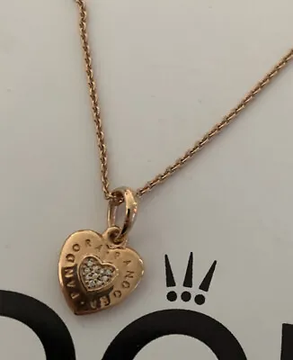 $74 • Buy Pandora Rose Gold Signature Heart Charm Pendant