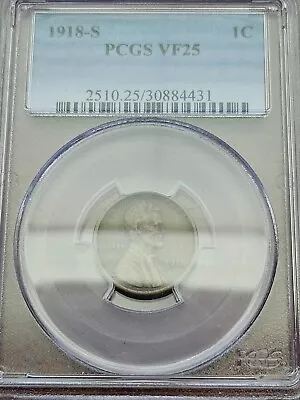 1918 S VF35 PCGS Lincoln Wheat Cent • $20