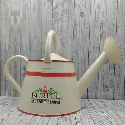 Vintage Burpee Garden Metal Watering Can Ivory Red Country Farmhouse Decor ONLY • $38.24