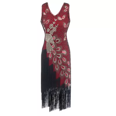 1920s Great Gatsby Charleston Fringed Sequin Flapper Women Party Christmas Dress • £24.47