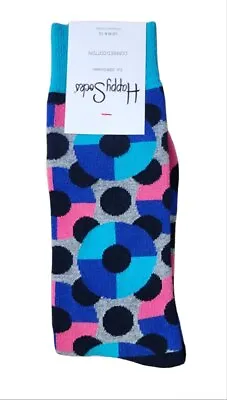 HAPPY SOCKS Men's Multicoloured Jumbo Filled Optic Crew Sock Size 8-12 NWT • $8