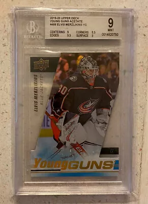 Elvis Merzlikins Rookie Young Guns Sp Authentic Acetate 2019-20 Upper Deck Bgs 9 • $199.95