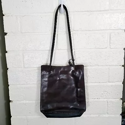 Monsac Shoulder Bag Original Black Brown Leather Double Handle Rectagular Purse • $22.99