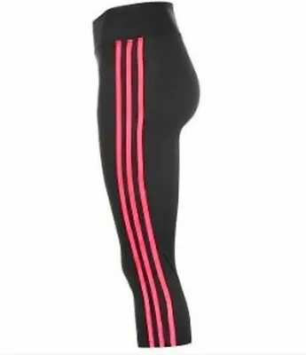 Adidas 3 Stripe 3/4 Leggings Bottoms Climalite Ladies Gym Sport Black UK 6 8 10 • £14.99