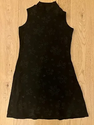 Charlotte Halton Black Mini Flower Dress Size L • £18