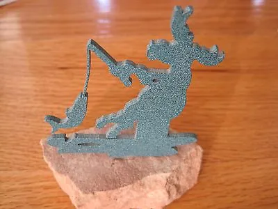 Moose Figurine Fishing On Rock  • $9.97