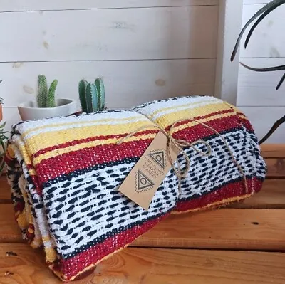 Mexican Falsa Blanket | Traditional Hand Loomed Caramel   120cm × 185cm • £29.99
