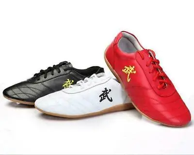 Soft Cow Leather《 武 》Kung Fu Tai Chi Shoes Martial Arts Wushu Sports Sneakers • $61.04