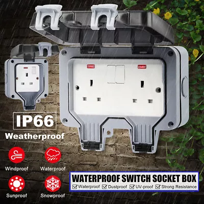 £11.95 • Buy Outdoor Socket Waterproof Double Socket Wall Electrical Outlets Switched Socket