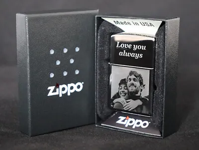 Personalised Genuine Zippo Polished Chrome Photo Engraved Lighter • £34.99