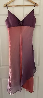 WOW! STUNNING Vintage 90’s Monica Silk Dress Size 12 Ombré Pink Purple • $55