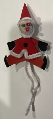 Vintage Kitschy Pipe Cleaner Santa Gift Tie On Christmas Decor • $5