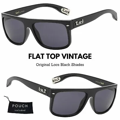 Locs Men Biker Rider Black Flat Top Retro Vintage Rectangular Shades Sunglasses  • $8.95