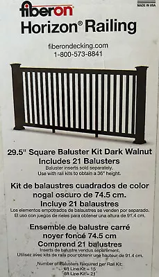 Fiberon 71456 Composite Deck 29.5” Square Baluster Kit- Dark Walnut - 21 Per Kit • $60